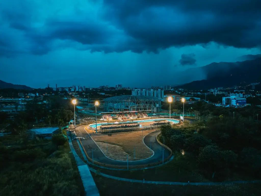 Floodlights used in large stadium